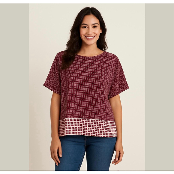 MADEWELL Silk Premiere Bow-Back Tee in Ascot Tile Sz XS - Picture 1 of 11